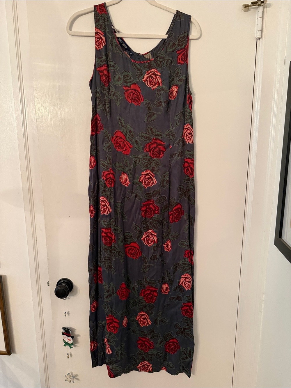 French Connection Navy Maxi Dress with Red Rose Print